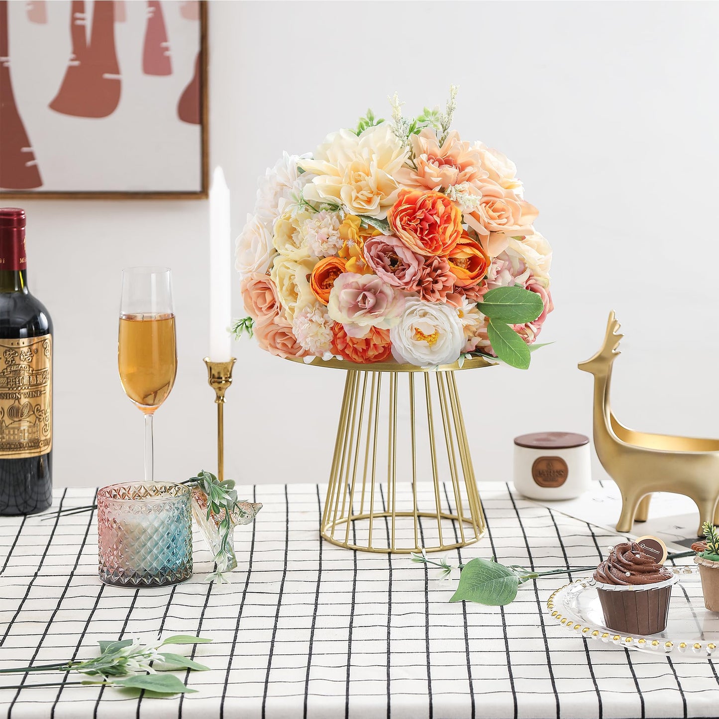 Artificial Flowers Combo, Fake Flowers for DIY Tables Centerpieces Baby Shower Bridal Shower Wedding Bouquet Arrangements Party Candle Holder Cake Decor Flower Home Decorations