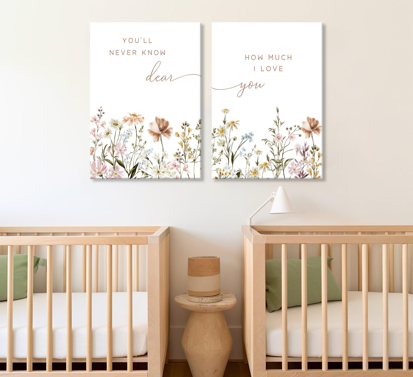 libitea 2 Pcs Wildflower Nursery Wall Art Flower Botanical Sentence Poster Painting Picture Wall Decor Boho Girl Nurseries PrintArtwork for Nursery Baby Room Living Room Bedroom Home Decoration