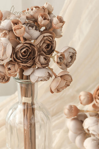 Floroom Ranunculus Artificial Flowers 18 Pcs Blush Faux Silk Mini Ranunculus Bulk Fake Wedding Filler Flowers for DIY Pink Bouquets, Centerpieces, Bridal Shower Decorations & Arrangements