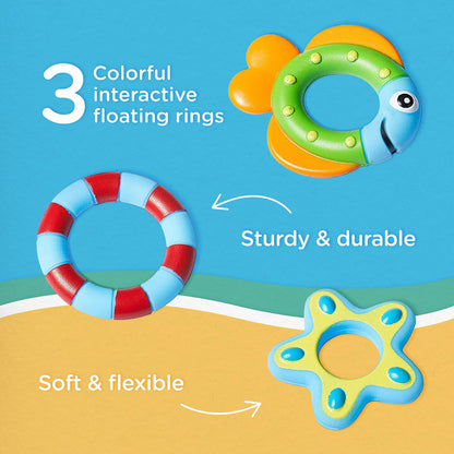 Nuby Floating Octopus Toy with 3 Hoopla Rings - Baby Bath Toy for Boys and Girls - 18+ Months - Purple (Pack of 1)
