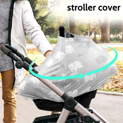 Nursing Cover Breastfeeding, Multi-use Baby CarSeat Cover Girls, Infant Stroller Car Seat Cover, Stretchy Carseat Canopy, Soft Breathable, Peony