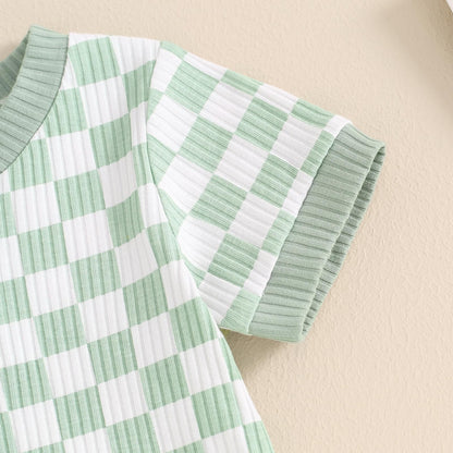 Newborn Baby Boy Girl Clothes 3 6 9 12 18 Months Ribbed Knit Short Sleeve Romper Shorts Set Infant Summer Outfits