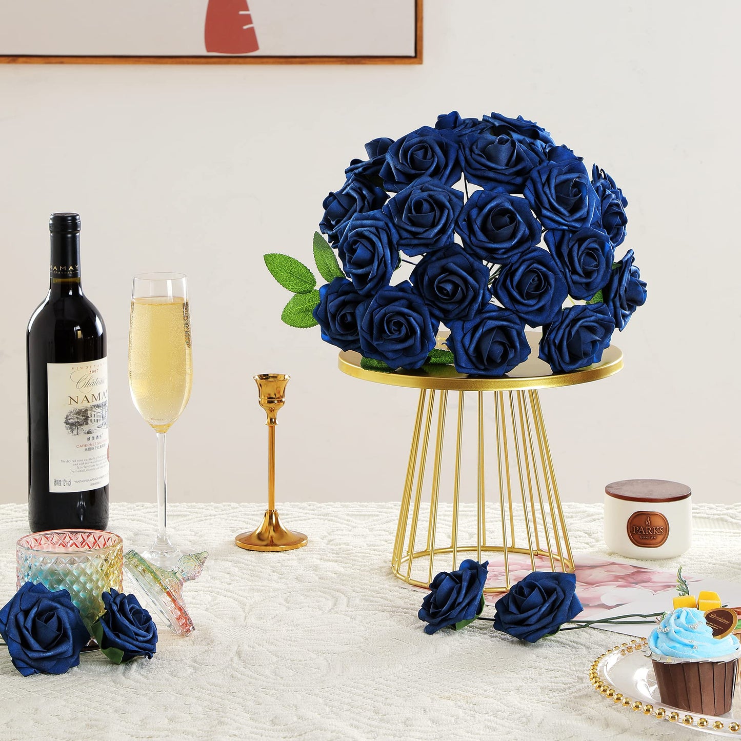 Artificial Flowers Combo, Fake Flowers for DIY Tables Centerpieces Baby Shower Bridal Shower Wedding Bouquet Arrangements Party Candle Holder Cake Decor Flower Home Decorations