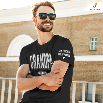 FLOCHIL Personalized Fathers Day Shirts with Kids Name, Custom Dad Shirts for Men, Gifts for Dad, Fathers Day, Christmas