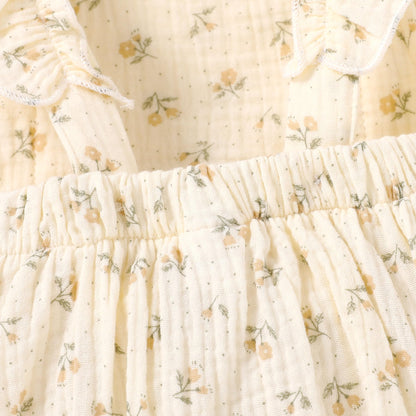 YOUNGER TREE Newborn Baby Girl Clothes Ruffle Sleeve Rompers Infant Backless Floral Jumpsuit Summer Outfits with Headband