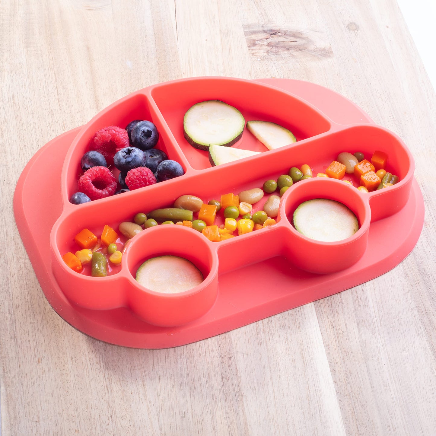 Animal Silicone Compartment Plates- 3 PK Lion, Monkey, Elephant- Large Divided Sections for Easy Grabbing Baby Food Training, Non-Slip Unbreakable Material, Flexible Shapes for Toddlers, Kids-BPA Free