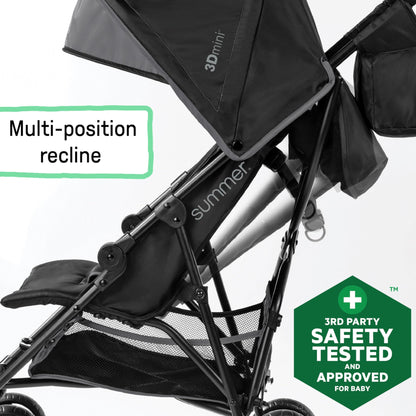 Summer by Ingenuity 3D Mini Convenience Stroller – Lightweight Stroller with Compact Fold, Multi-Position Recline, Canopy with Pop Out Sun Visor and More – Umbrella Stroller for Travel, Pink