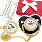 Personalized Pacifier Set with Name, BPA Free, Bling Gold Silver Pink Rose Gold Luxurious Ideal Gift for Newborns (Gold)