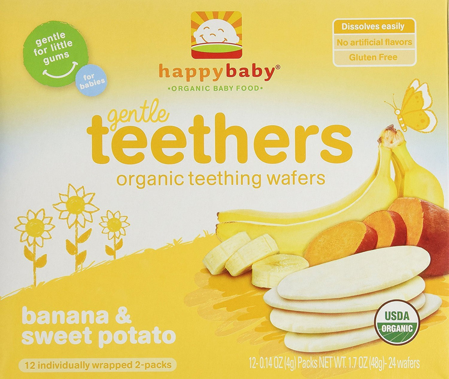 Happy Baby Organics Teether, 3 Flavor Variety Pack, 12 Count (Pack of 3)