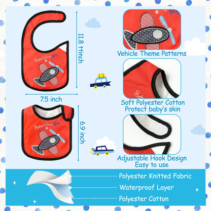 7Pcs Cotton Waterproof Baby Bibs Hook Loop Closure Newborn Bib Keepsake Baby Gift for Drooling Feeding Eating