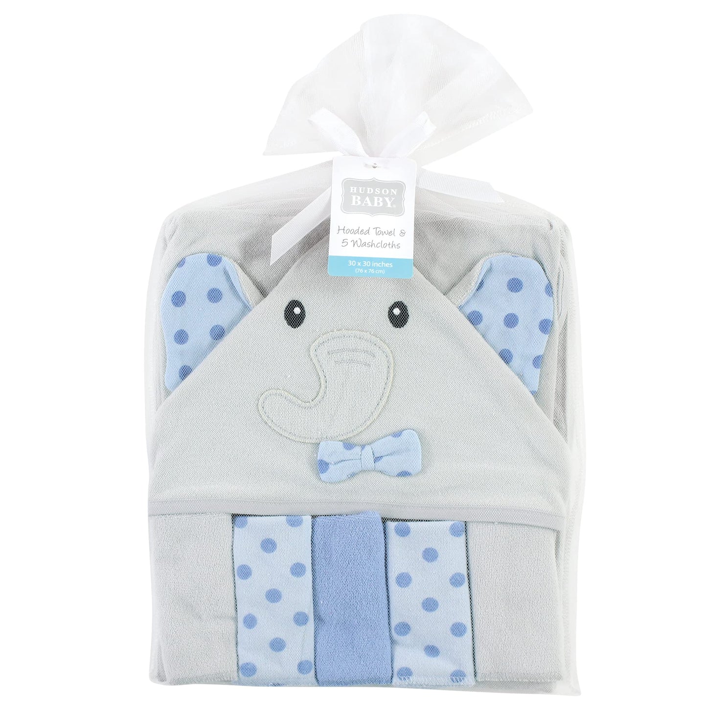 Hudson Baby Unisex Baby Hooded Towel and Five Washcloths, Modern Giraffe, One Size