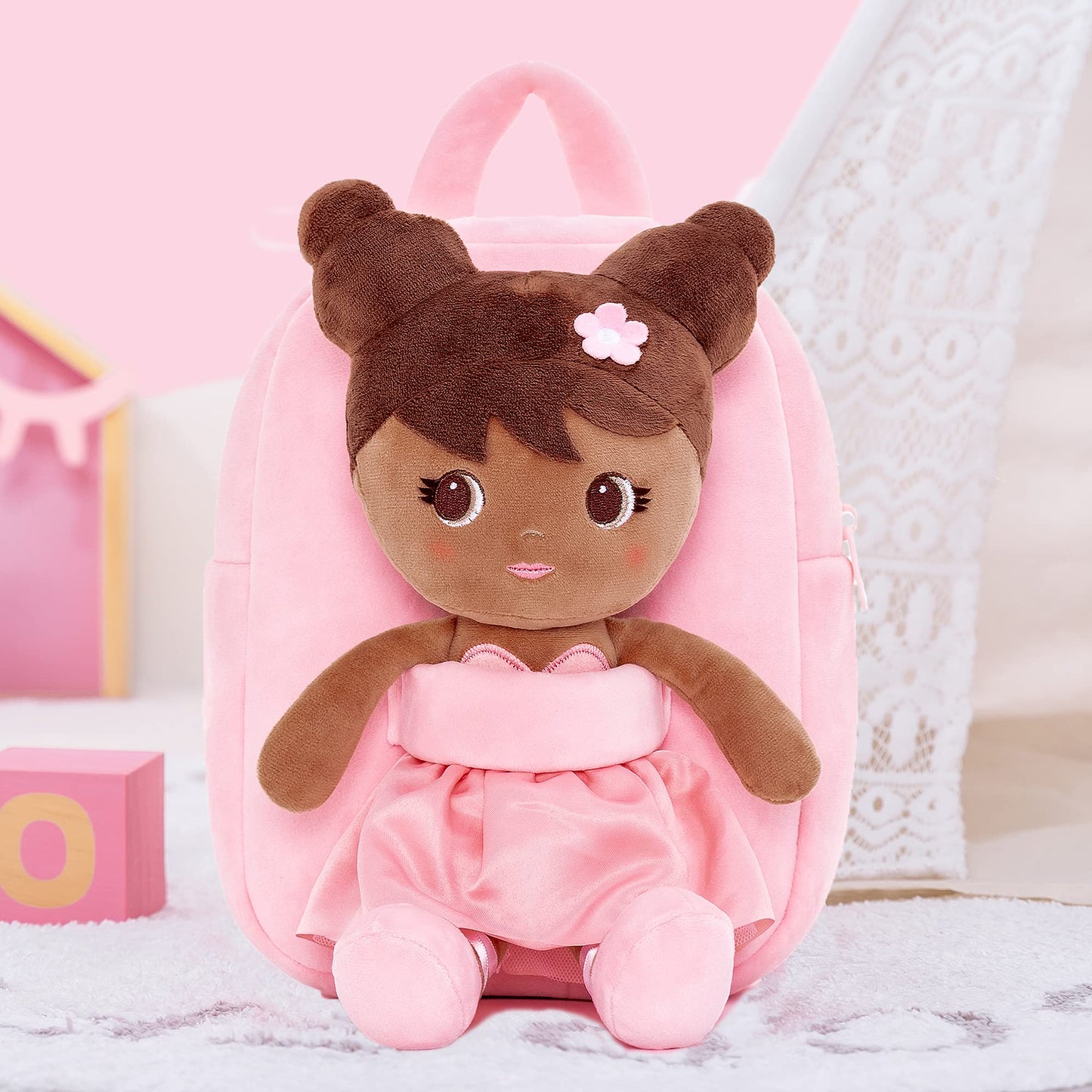 Lazada Girls Backpack with Doll Toddler Toys Baby Girls Gifts Rag Dolls 9.5“