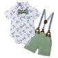 ZOEREA Baby Boy Clothes Suit Infant Short Sleeve Gentleman Outfits Dress Shirt+Bowtie+Suspender Shorts 0-18M
