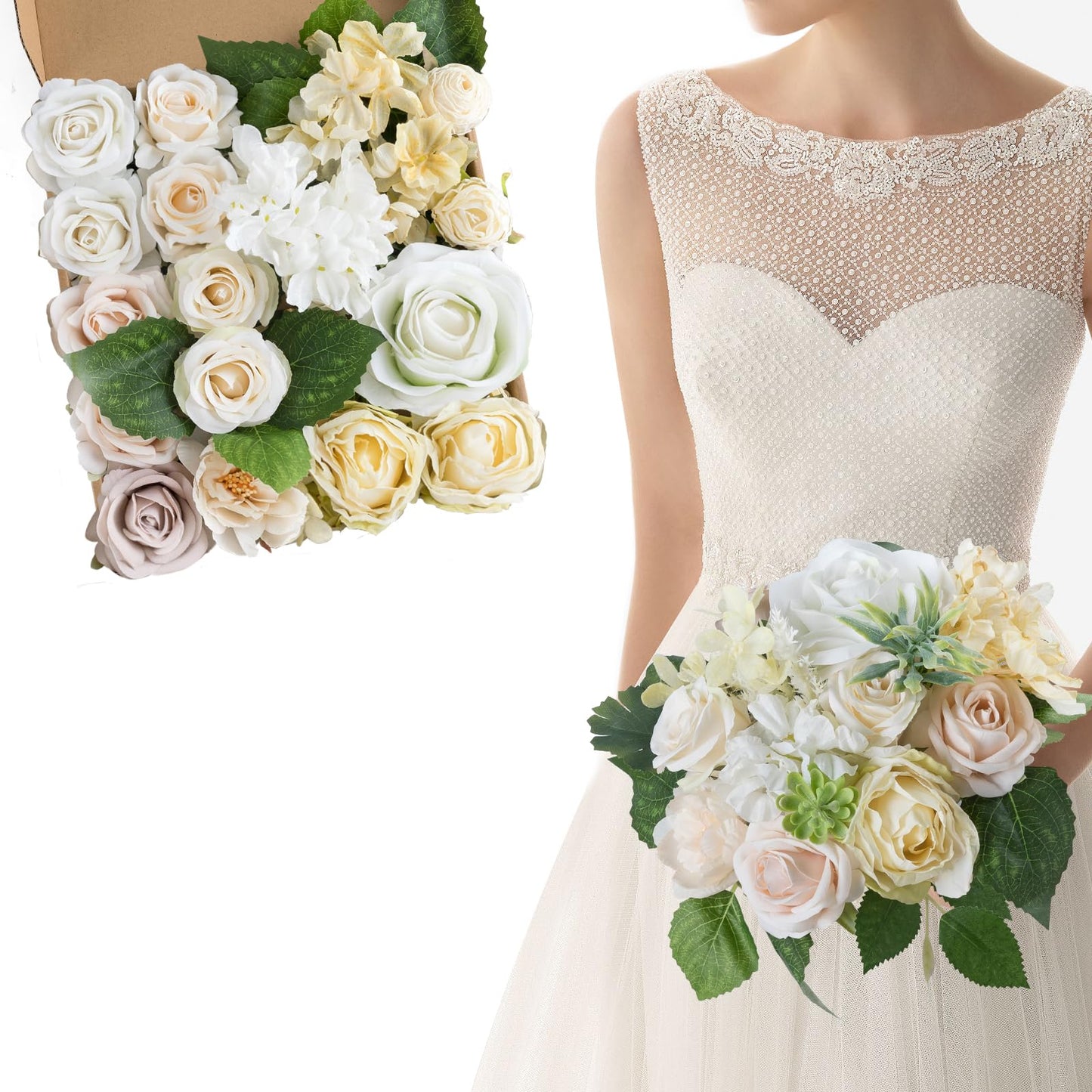 Artificial Flowers Combo for DIY Wedding Bouquets Combo Centerpieces Arrangements Party Bridal Baby Shower Home Decorations-Blush Pink