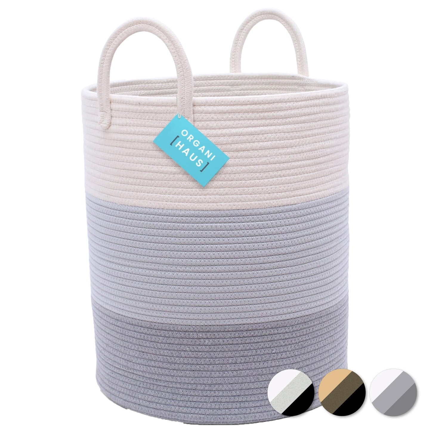 OrganiHaus Large Blanket Basket for Living Room 20x13, Rainbow Rope Basket for Classroom Organization, Toy Storage Basket, Woven Kids Laundry Basket, Baby Toy Box, Cute Storage Basket, Nursery Hamper