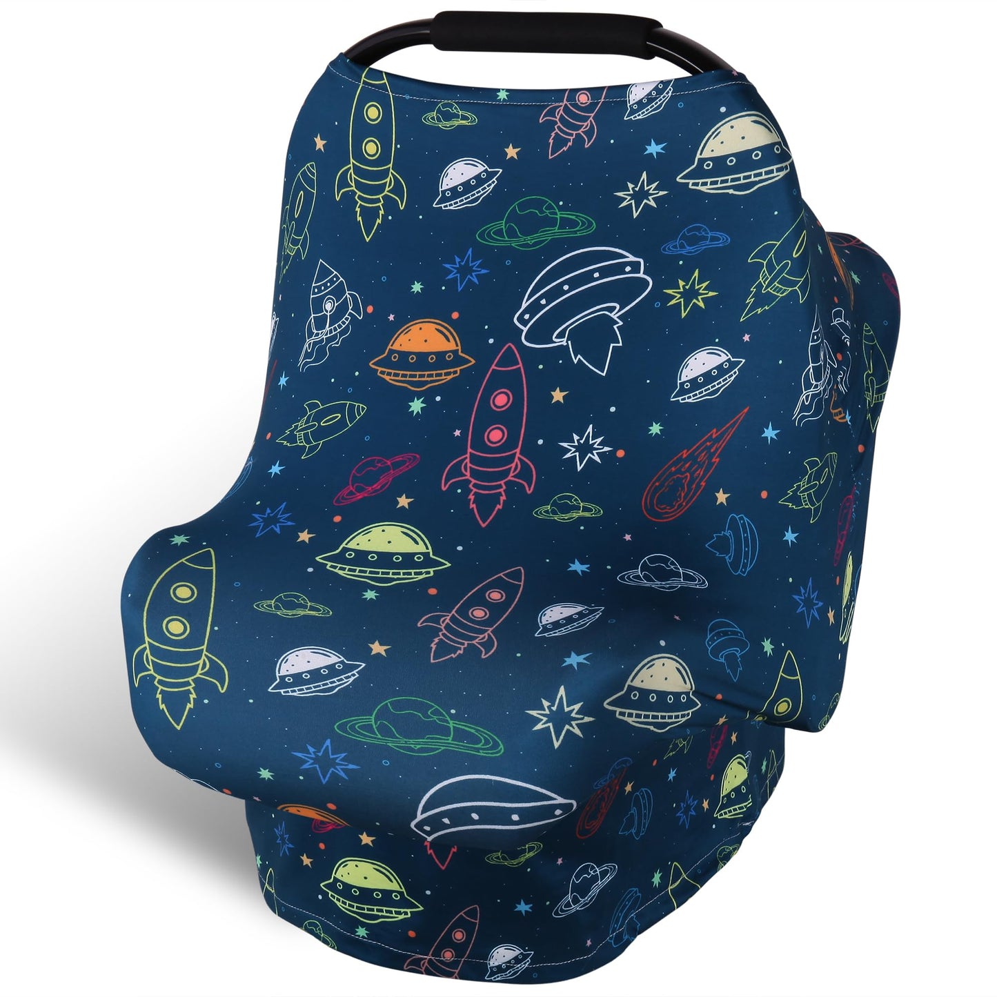 Rquite All-in-1 Car Seat Cover Baby, Carseat Covers for Girl Boy, Stretchy Soft Infant Car Seat Cover, Multi-use Baby Carrier Cover, Car Seat Canopy, Stroller Sun Shade, Nursing Breastfeeding Cover
