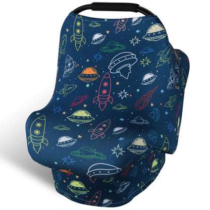 Rquite All-in-1 Car Seat Cover Baby, Carseat Covers for Girl Boy, Stretchy Soft Infant Car Seat Cover, Multi-use Baby Carrier Cover, Car Seat Canopy, Stroller Sun Shade, Nursing Breastfeeding Cover