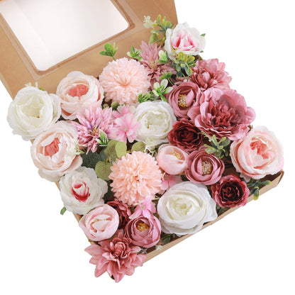 Artificial Flowers Combo, Fake Flowers for DIY Tables Centerpieces Baby Shower Bridal Shower Wedding Bouquet Arrangements Party Candle Holder Cake Decor Flower Home Decorations