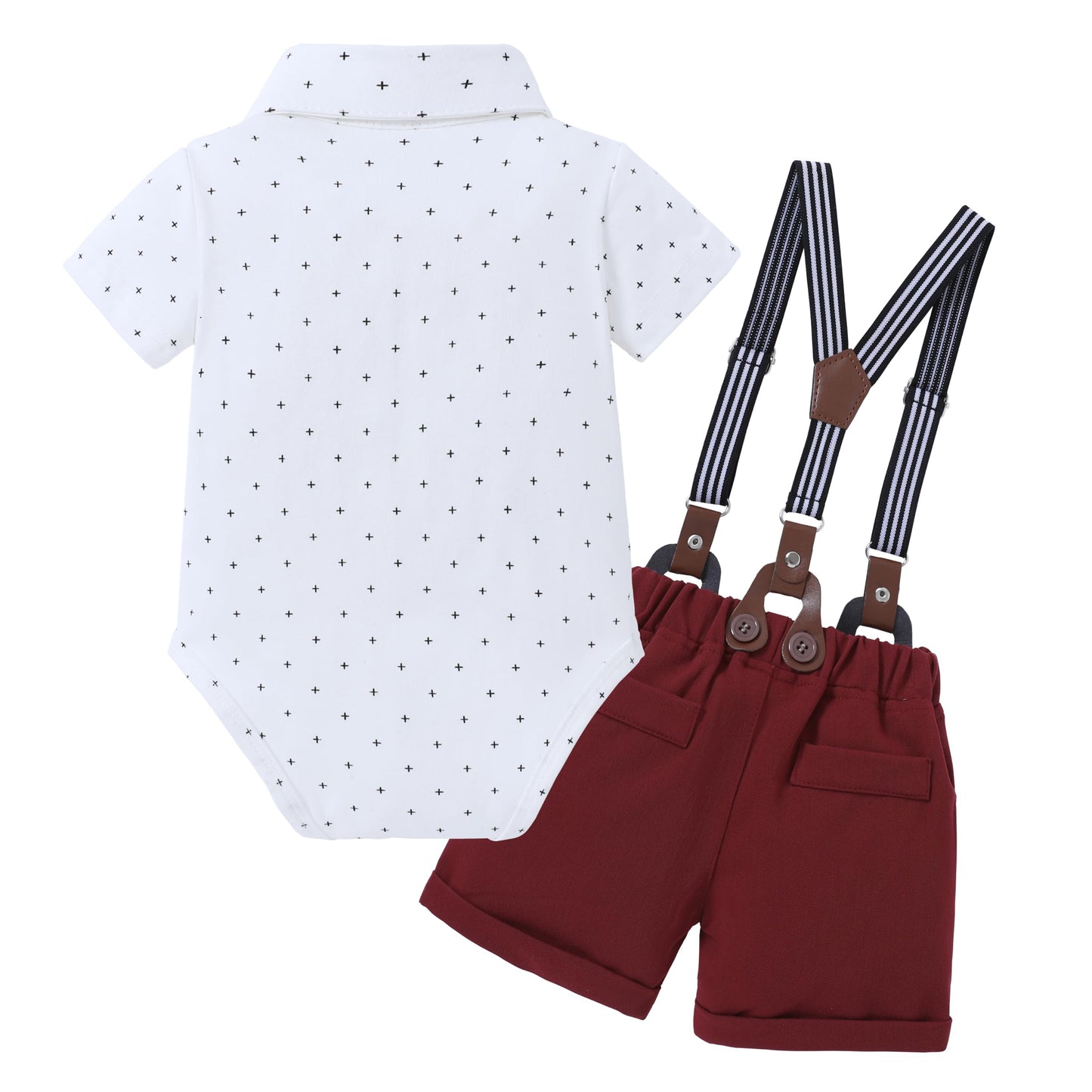 ZOEREA Baby Boy Clothes Suit Infant Short Sleeve Gentleman Outfits Dress Shirt+Bowtie+Suspender Shorts 0-18M