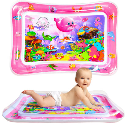 ZHUYNXIR Extra Big Infant Toys, Tummy time mats,Tummy time Toys, Baby Pink Water Play mat, Fun Early Development Activity Play Center for Newborn, Pink 39.5x31.5 in.