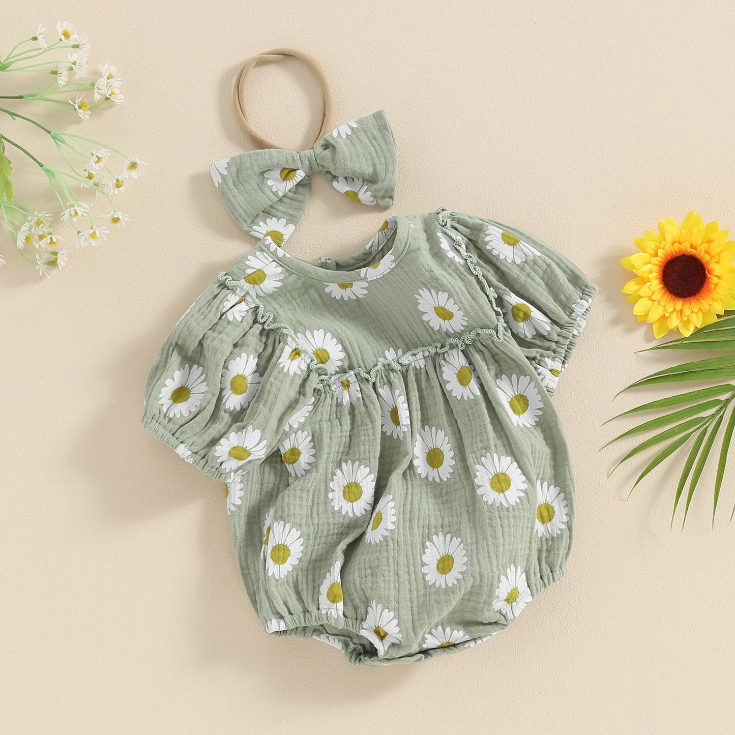 FIOMVA Summer Chicken Baby Clothes Newborn Baby Girl Farm Outfit Toddler Short Sleeve Bubble Romper Infant Bodysuit