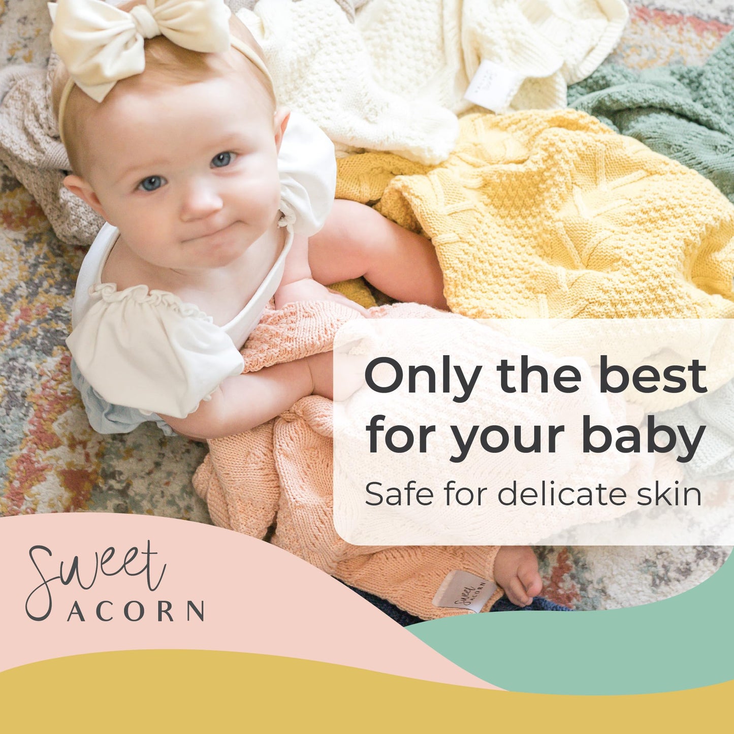 Knit Baby Blanket in Elegant Pattern, Organic Cotton Blankets for Crib or Stroller, Receiving Blankets - Salt White