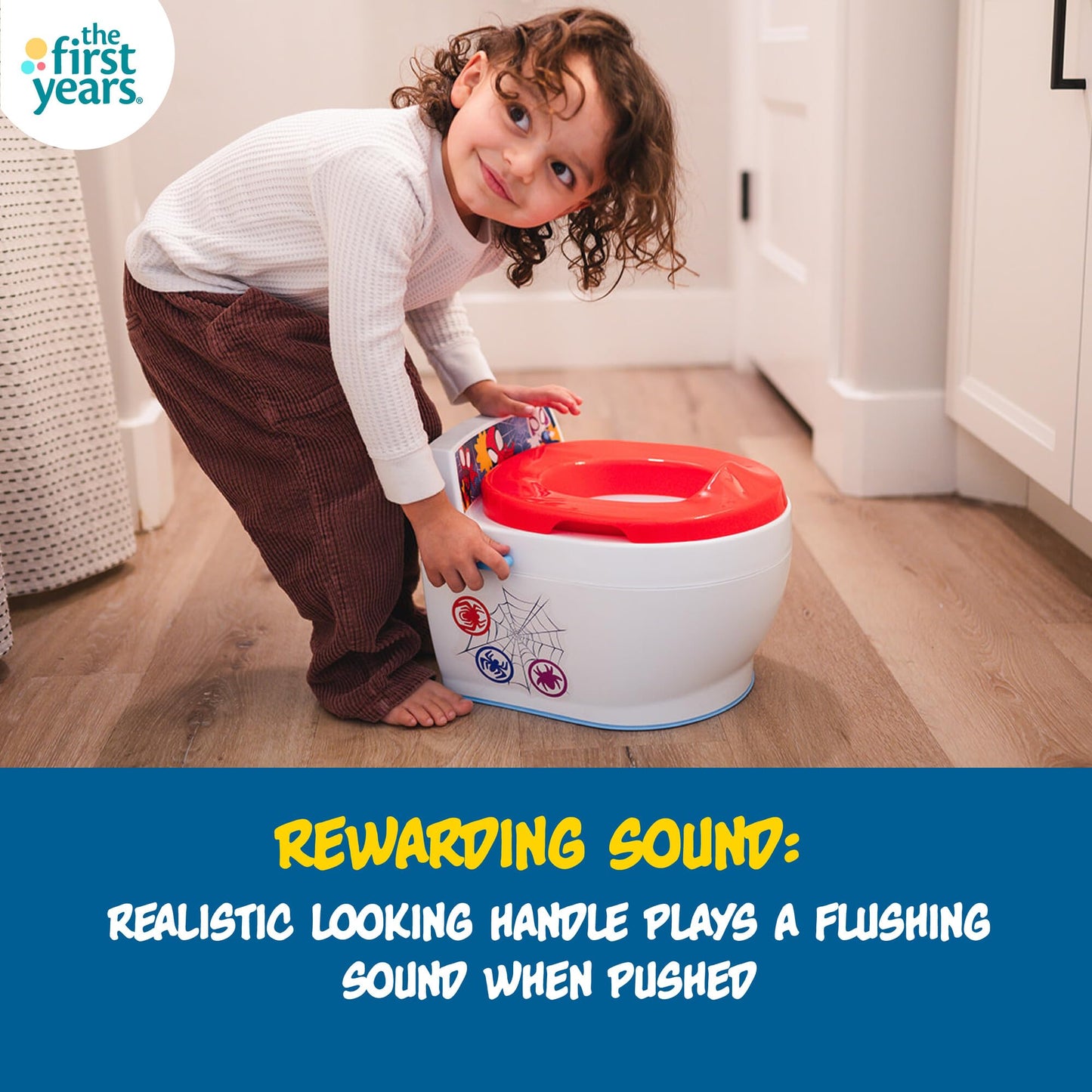 The First Years Disney Minnie Mouse Potty Training Toilet and Toddler Toilet Seat - Toilet Training Potty with Fun Flushing and Cheering Sounds,Pink