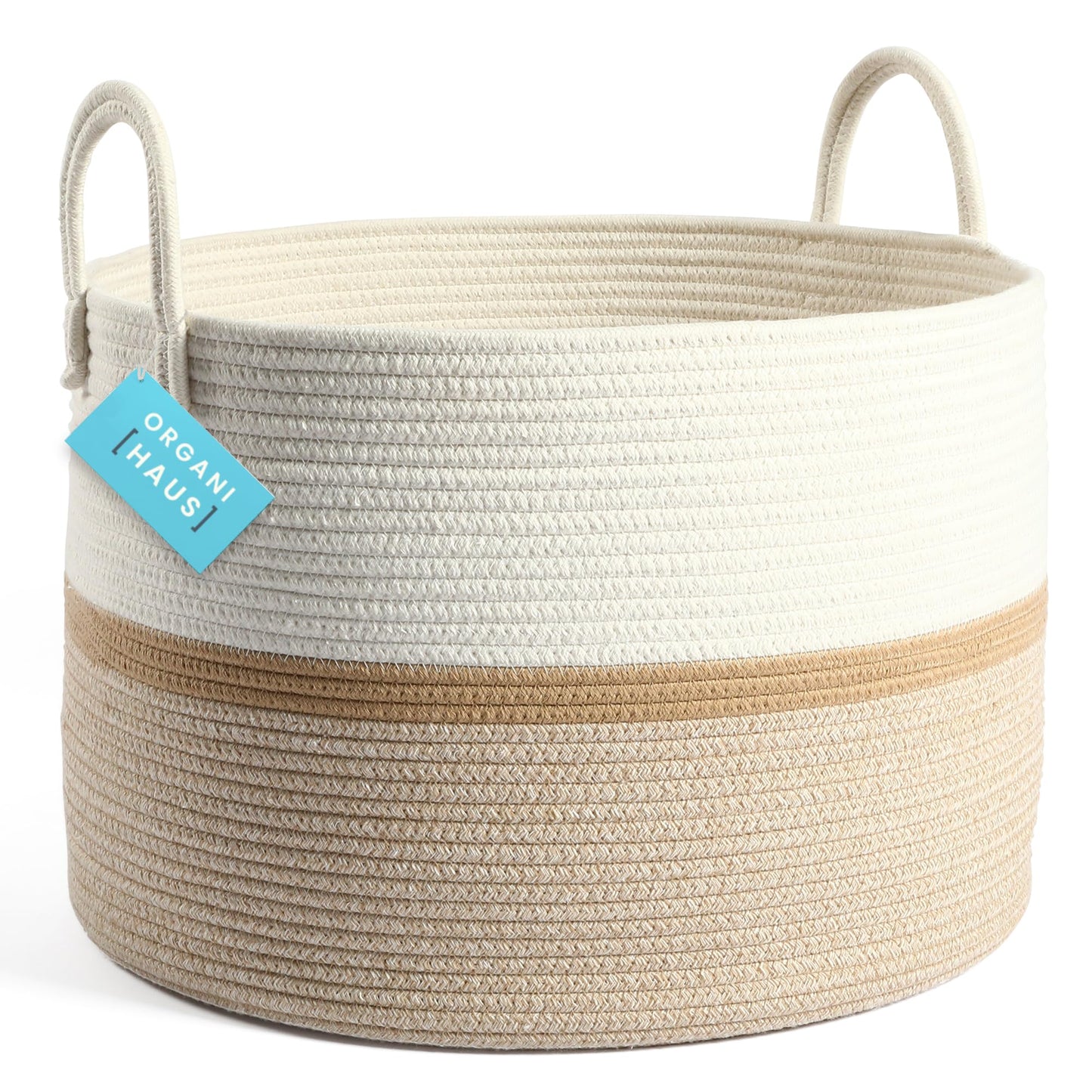 OrganiHaus Large Blanket Basket for Living Room 20x13, Rainbow Rope Basket for Classroom Organization, Toy Storage Basket, Woven Kids Laundry Basket, Baby Toy Box, Cute Storage Basket, Nursery Hamper