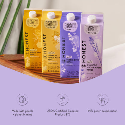The Honest Company 2-in-1 Cleansing Shampoo + Body Wash for Sensitive Skin | Gentle for Baby | Naturally Derived, Tear-free, Hypoallergenic | Fragrance Free, 10 fl oz