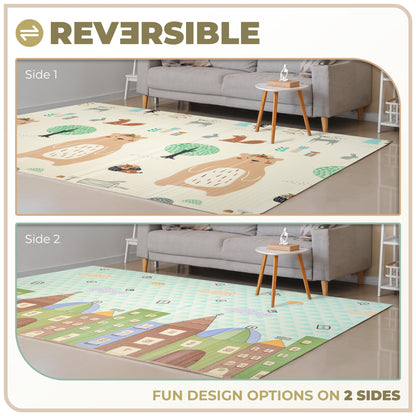 Sorbus Foldable Baby Play Mat, Kids Foam Mats for Floor with Travel Bag - Waterproof Foldable Play Mats for Babies, Infants, Toddlers, and Kids Playtime & Tummy Time 78x70x0.4 (Safari Party)