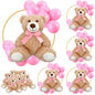 6 Sets Bear Baby Shower Table Centerpieces Bear Stuffed Animals 12 Inch Metal Floral Hoop with Stand Balloon for Wedding Baby Shower Birthday Flowers Table Decorations(Brown)