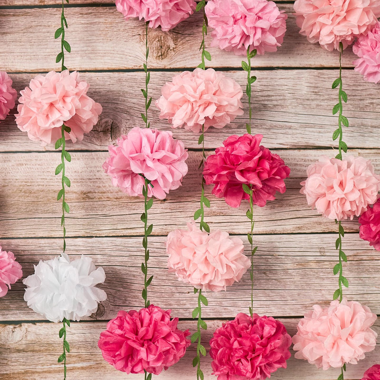 Nude Tissue Paper Pom Pom Garlands, Paper Flowers for Birthday Decorations, Baby Shower, Wedding Engagement, Bridal Shower, Spring Summer Party Decorations