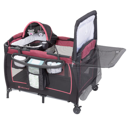 Baby Trend Lil’ Snooze™ Deluxe III Nursery Center® Playard for Twins, Cozy Grey