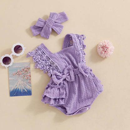 Douhoow Infant Baby Girl Plaid Romper Baby Short Sleeve Pleated Romper Bodysuit Summer Spring Outfits