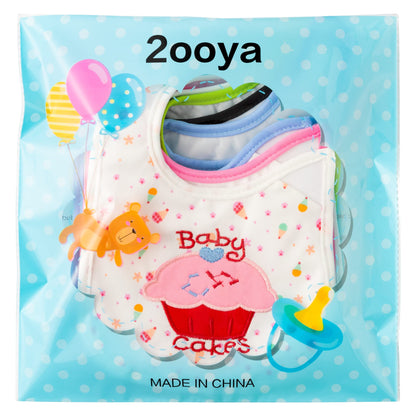 7Pcs Cotton Waterproof Baby Bibs Hook Loop Closure Newborn Bib Keepsake Baby Gift for Drooling Feeding Eating