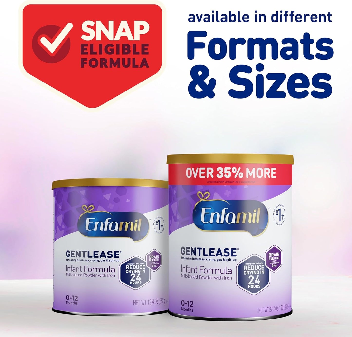 Enfamil Gentlease Baby Formula, Reduces Fussiness, Gas, Crying and Spit-up in 24 hours, DHA & Choline to support Brain development, Value Powder Can, 19.9 Oz