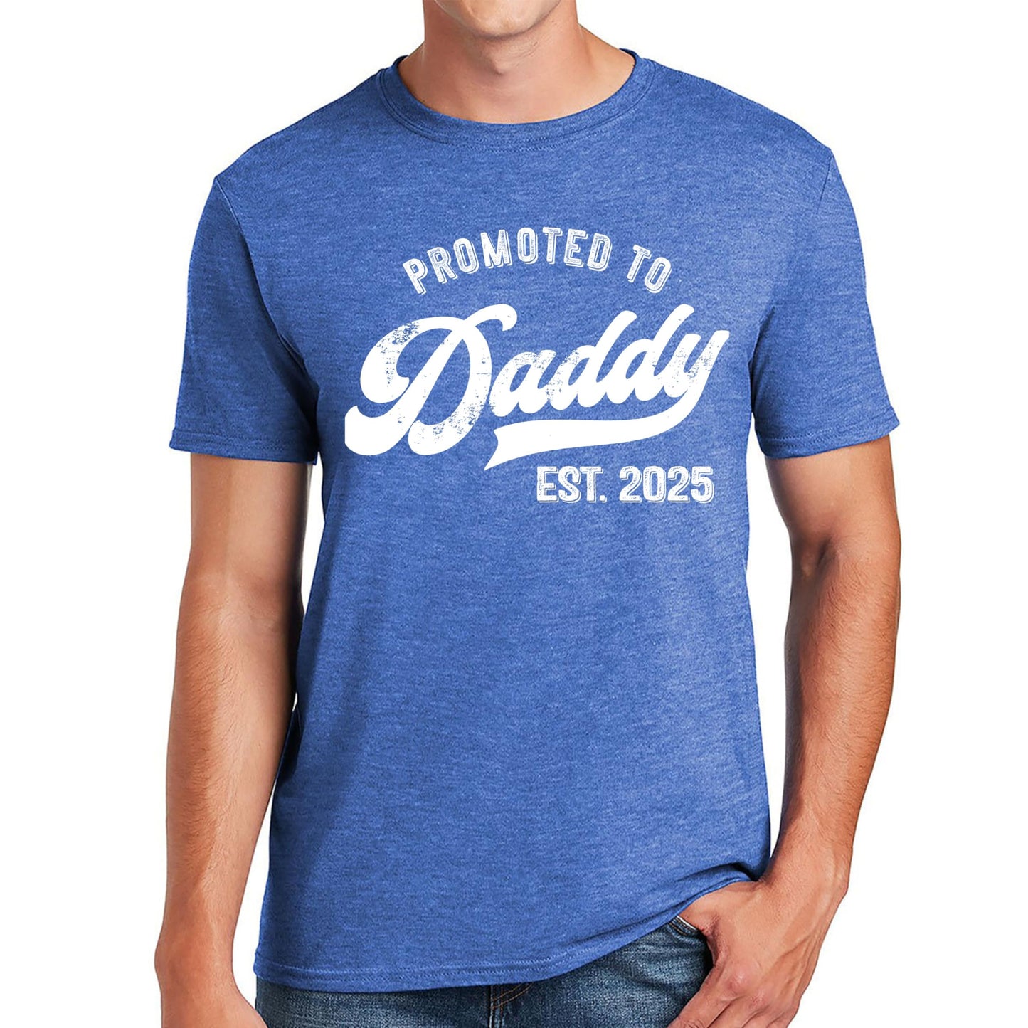 Promoted to Daddy 2025 T-Shirt Funny Humor New Dad Baby First Time