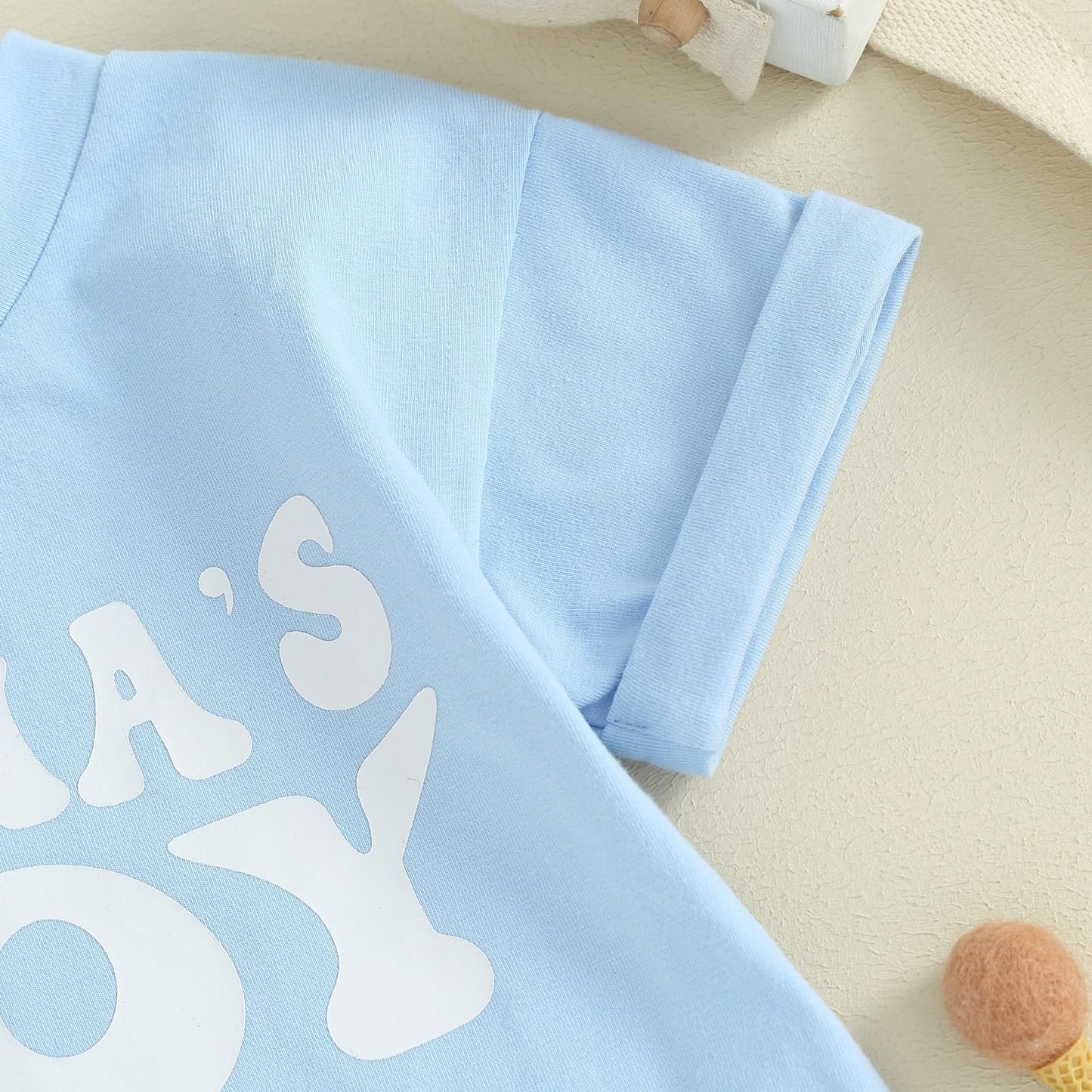 Newborn Infant Baby Boy Summer Outfit Mamas Boy Baby Clothes Boy Oversized Romper Shirts Short Sleeve Onesie