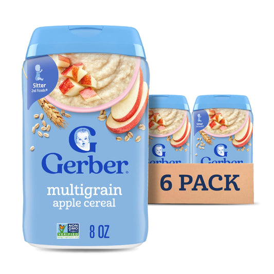 Gerber Toddler Food, Multigrain Banana Apple Strawberry Cereal, 8g Whole Grains, Iron, Zinc & Vitamin B12, Toddler Cereal, 6-Pack
