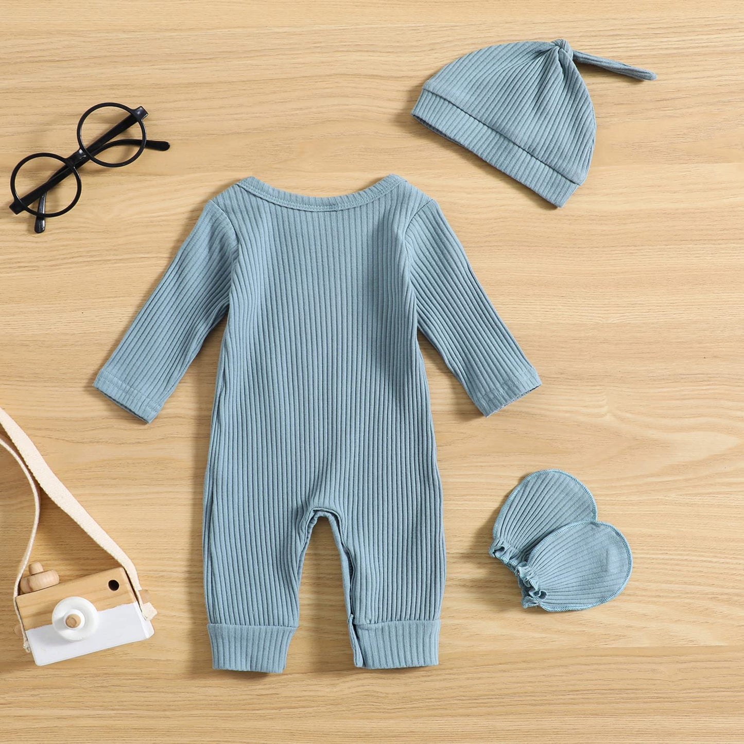 GRNSHTS Newborn Baby Boy Romper Coming Home Outfits Letter Print Bodysuit Jumpsuit+Hat+Gloves 3PCS Clothes Set