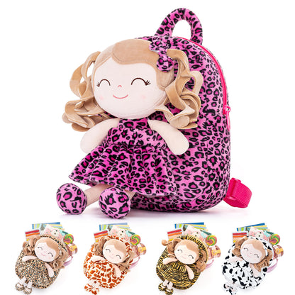 Gloveleya Toddler Backpack Baby Ballerina Girl Gifts Plush Curly Hair Ballet Backpack - Black Blonde 9 inches