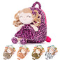 Gloveleya Toddler Backpack Baby Ballerina Girl Gifts Plush Curly Hair Ballet Backpack - Black Blonde 9 inches