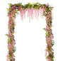 Lvydec Wisteria Artificial Flowers Garland, 4Pcs Total 28.8ft White Artificial Wisteria Vine Silk Hanging Flower for Home Garden Outdoor Ceremony Wedding Arch Floral Decor