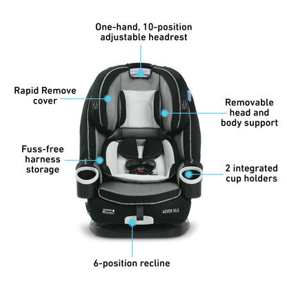 Graco 4Ever DLX 4-in-1 Car Seat, Maven | Infant to Toddler Car Seat, with 10 Years of Use | Rear-Facing, Forward-Facing and Booster Modes | Safe, Comfortable and Convenient