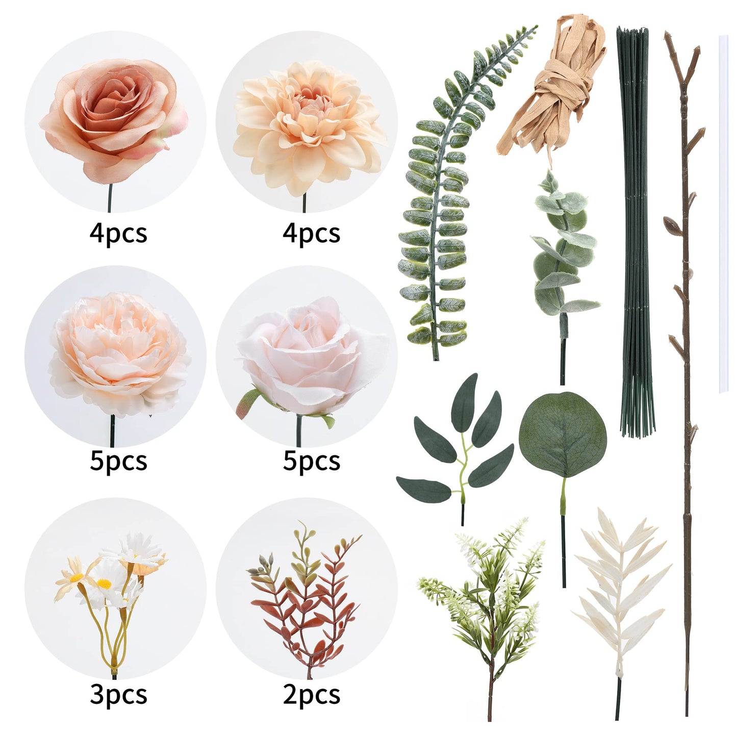 Artificial Flowers Combo, Fake Flowers for DIY Tables Centerpieces Baby Shower Bridal Shower Wedding Bouquet Arrangements Party Candle Holder Cake Decor Flower Home Decorations