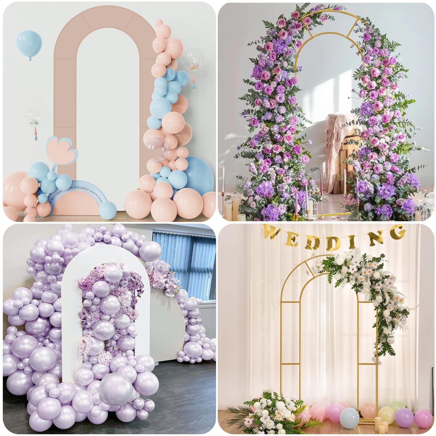 Double Arch Backdrop Stand Metal Open Arch Backdrop Frame U Shaped Wedding Arches for Ceremony Baby Shower Garden Birthday Party Decoration (Gold, 6FT×3FT)