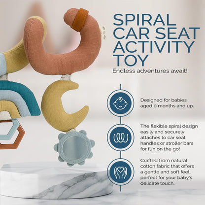 Itzy Ritzy Spiral Car Seat & Stroller Activity Toy - Stroller & Car Seat Toys for Ages 0 Months and Up - Hanging Toys Include Dangling Ring, Mirror and Textured Ribbons (Pastel Rainbow)
