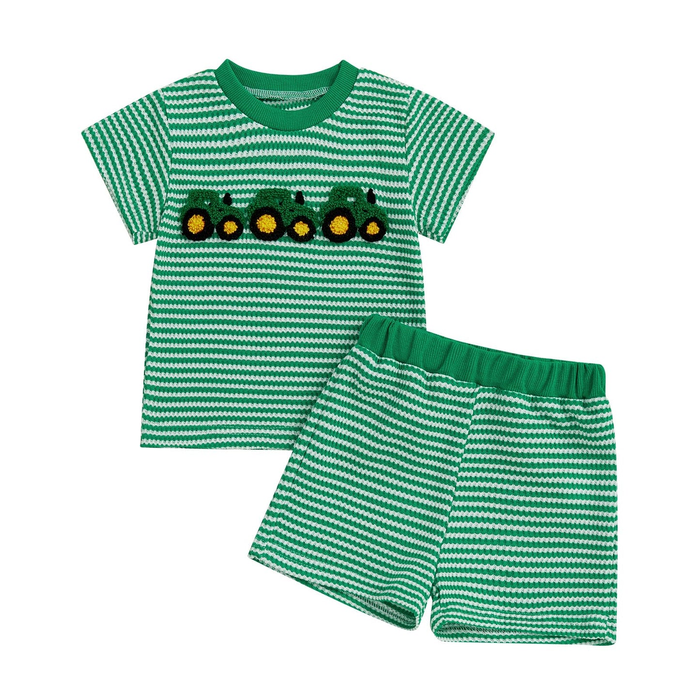 VISGOGO Baby Boy Girls Toddler Summer Outfit Striped T-shirt Toddler Boy Summer Clothes 6 12 18 Months 2 3 4 5 T Short Set