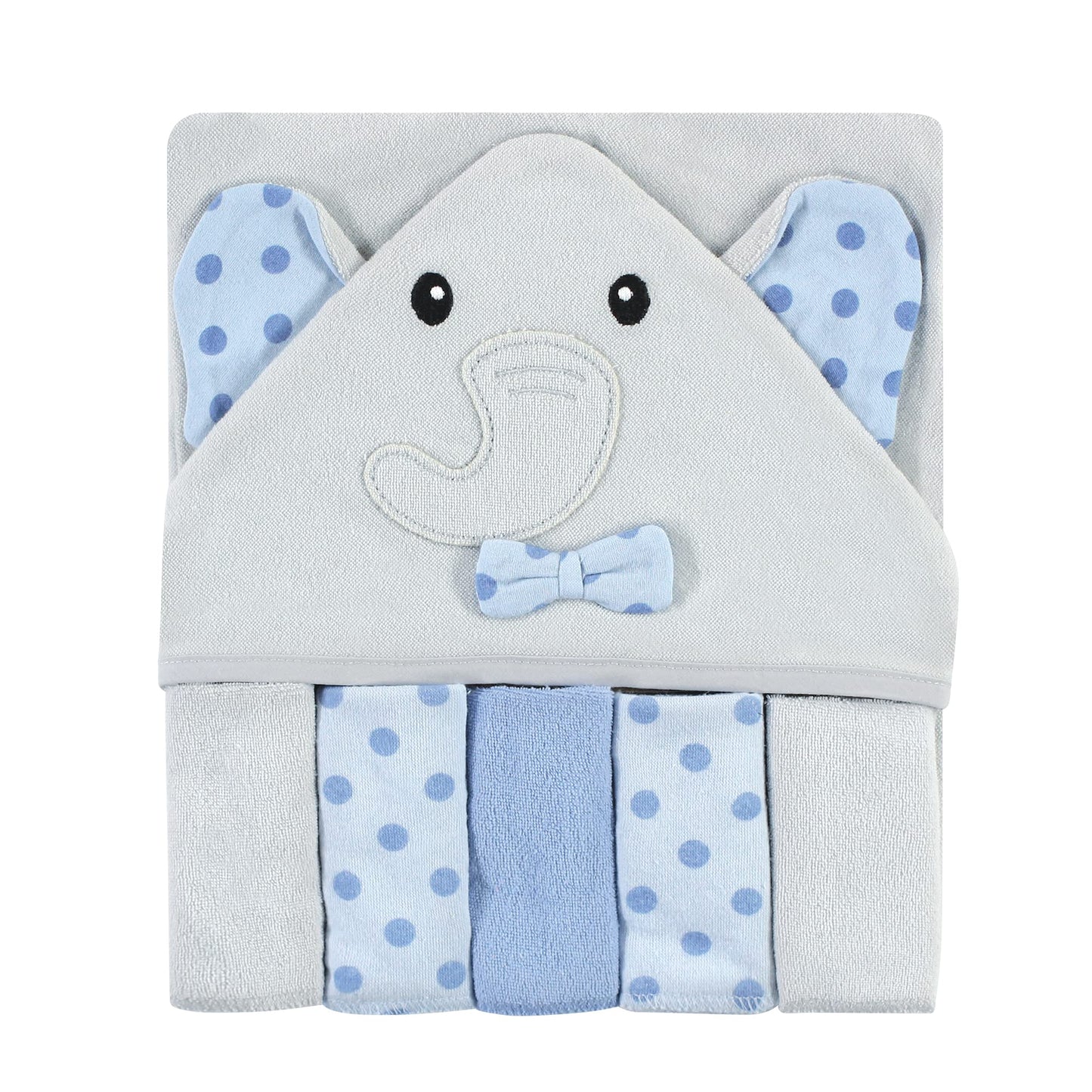 Hudson Baby Unisex Baby Hooded Towel and Five Washcloths, Modern Giraffe, One Size