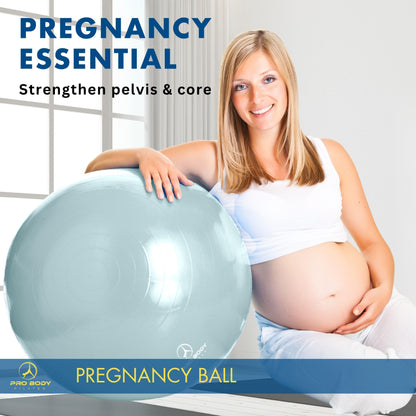 ProBody Pilates Pregnancy Ball - Yoga Ball for Pregnancy with Book, Prenatal, Labor & Postnatal Maternity Exercise